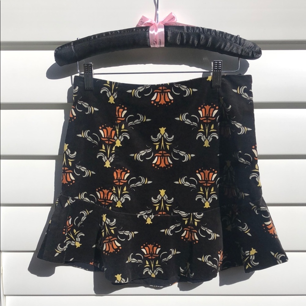 Free People Black and Orange Ruffled Mini Skirt